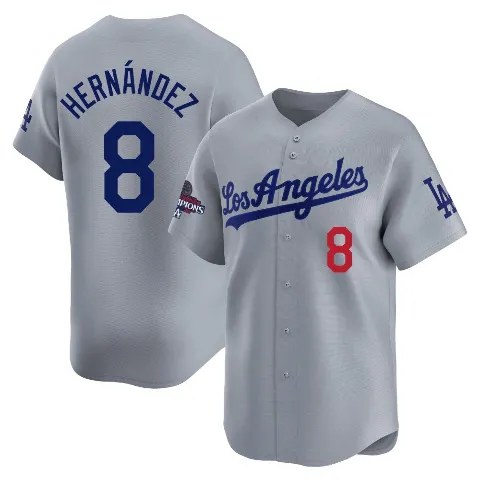 Youth Los Angeles Dodgers ＃8 Enrique Hernandez Gray Limited Away World Series Champions Jersey