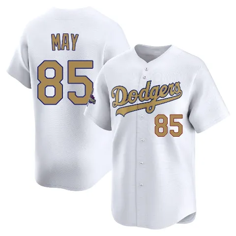 Youth Los Angeles Dodgers ＃85 Dustin May Gold Limited White 2025 Collection Jersey