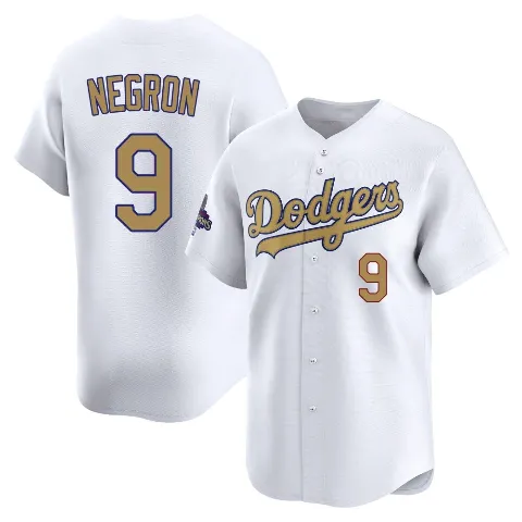 Youth Los Angeles Dodgers ＃9 Kristopher Negron Gold Limited White 2025 Collection Jersey