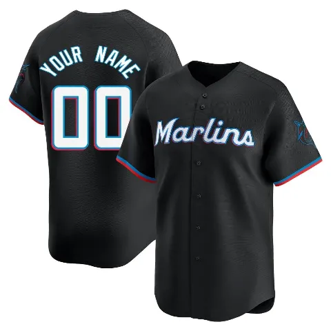 Youth Miami Marlins ＃00 Custom Black Limited Alternate Jersey