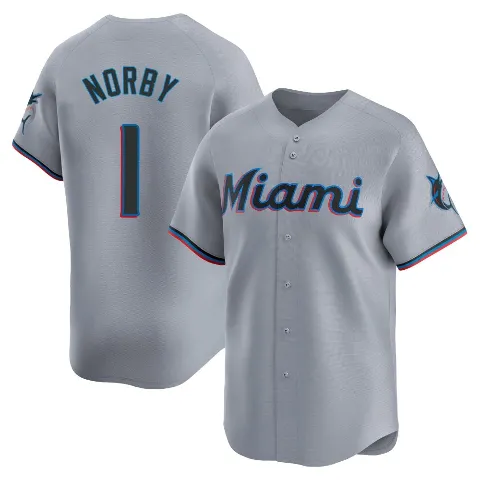 Youth Miami Marlins ＃1 Connor Norby Gray Limited Road Jersey