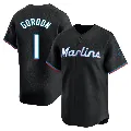 Youth Miami Marlins ＃1 Nick Gordon Black Limited Alternate Jersey