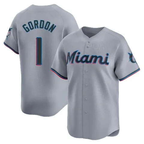 Youth Miami Marlins ＃1 Nick Gordon Gray Limited Road Jersey