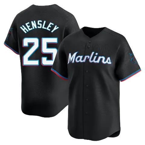 Youth Miami Marlins ＃25 David Hensley Black Limited Alternate Jersey