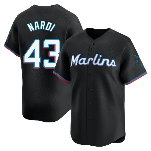 Youth Miami Marlins ＃43 Andrew Nardi Black Limited Alternate Jersey