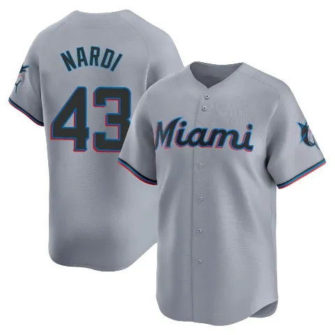 Youth Miami Marlins ＃43 Andrew Nardi Gray Limited Road Jersey