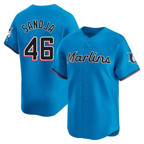 Youth Miami Marlins ＃46 Javier Sanoja Blue Limited Alternate Jersey