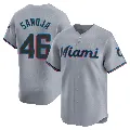 Youth Miami Marlins ＃46 Javier Sanoja Gray Limited Road Jersey
