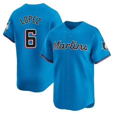 Youth Miami Marlins ＃6 Otto Lopez Blue Limited Alternate Jersey