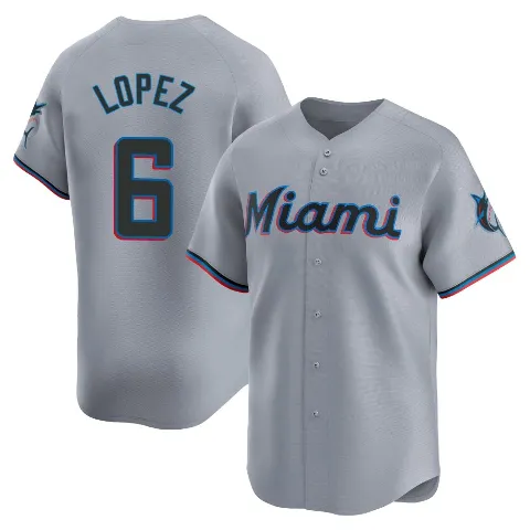 Youth Miami Marlins ＃6 Otto Lopez Gray Limited Road Jersey
