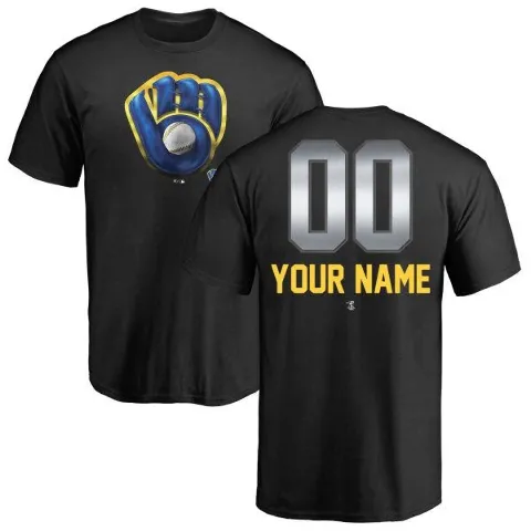 Youth Milwaukee Brewers ＃00 Custom T-Shirt Black Custom Midnight Mascot T-Shirt -