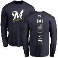 Youth Milwaukee Brewers ＃00 Custom T-Shirt Navy Custom Backer Long Sleeve T-Shirt -
