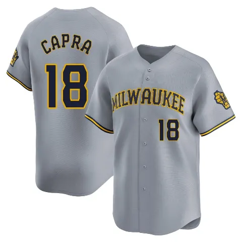 Youth Milwaukee Brewers ＃18 Vinny Capra Gray Limited Away Jersey