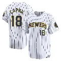 Youth Milwaukee Brewers ＃18 Vinny Capra White Limited Alternate Jersey