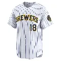 Youth Milwaukee Brewers ＃18 Vinny Capra White Limited Alternate Jersey