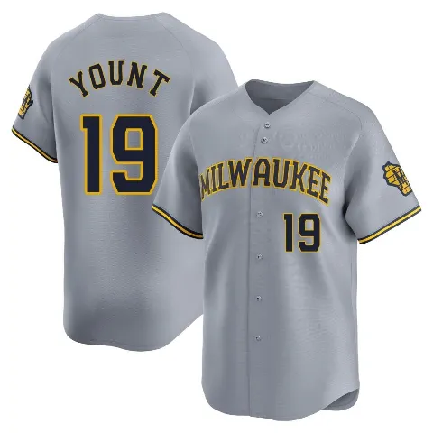 Youth Milwaukee Brewers ＃19 Robin Yount Gray Limited Away Jersey