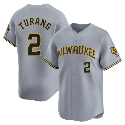 Youth Milwaukee Brewers ＃2 Brice Turang Gray Limited Away Jersey