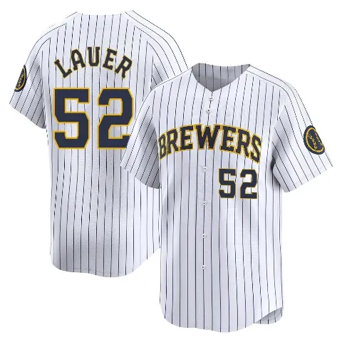 Youth Milwaukee Brewers ＃52 Eric Lauer White Limited Alternate Jersey