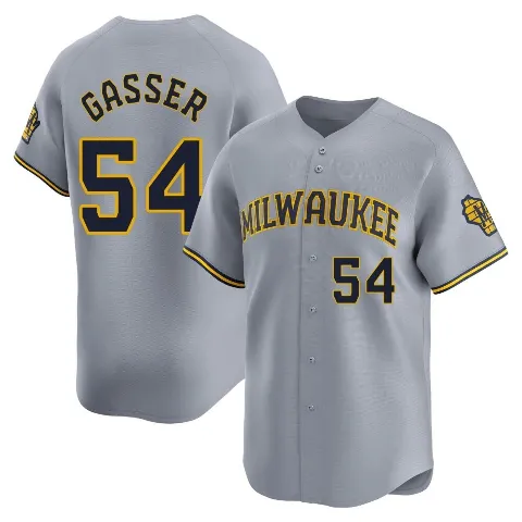 Youth Milwaukee Brewers ＃54 Robert Gasser Gray Limited Away Jersey