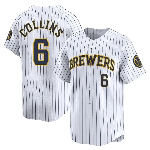 Youth Milwaukee Brewers ＃6 Isaac Collins White Limited Alternate Jersey