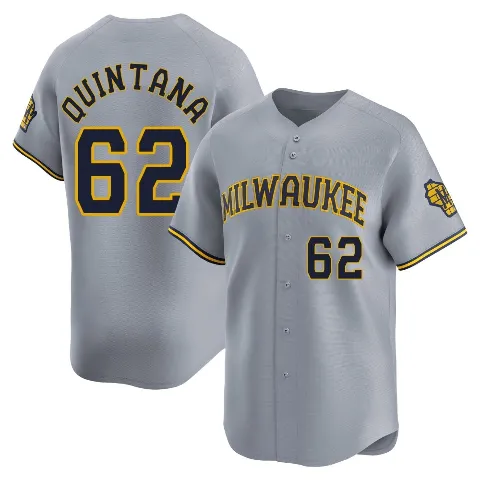 Youth Milwaukee Brewers ＃62 Jose Quintana Gray Limited Away Jersey