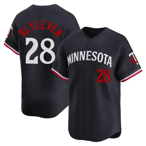 Youth Minnesota Twins ＃28 Bert Blyleven Navy Limited Alternate Jersey