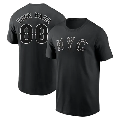 Youth New York Mets ＃00 Custom T-Shirt Black Custom 2024 City Connect Name & Number T-Shirt