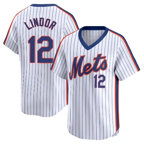 Youth New York Mets ＃12 Francisco Lindor White Limited Cooperstown Collection Jersey