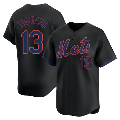 Youth New York Mets ＃13 Luis Torrens Black Limited Alternate Jersey