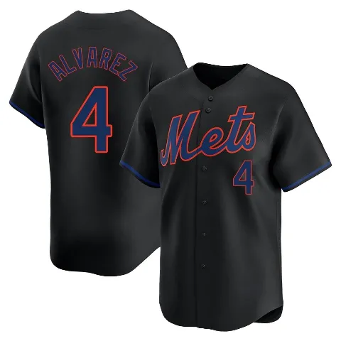 Youth New York Mets ＃4 Francisco Alvarez Black Limited Alternate Jersey