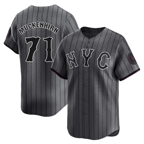 Youth New York Mets ＃71 Zach Muckenhirn Limited Graphite 2024 City Connect Jersey