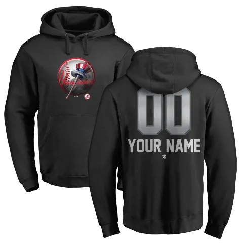 Youth New York Yankees ＃00 Custom Hoodie Black Custom Midnight Mascot Pullover Hoodie -