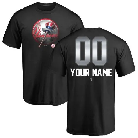 Youth New York Yankees ＃00 Custom T-Shirt Black Custom Midnight Mascot T-Shirt -