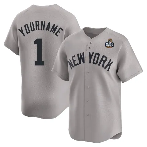 Youth New York Yankees ＃1 Billy Martin Gray Limited Away 2024 World Series Jersey