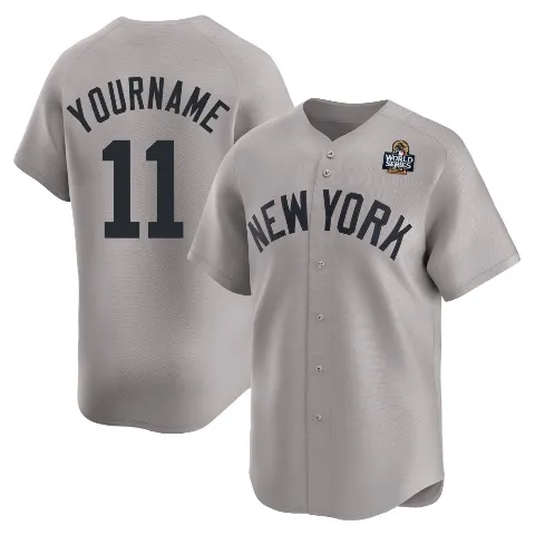 Youth New York Yankees ＃11 Anthony Volpe Gray Limited Away 2024 World Series Jersey