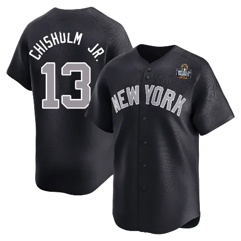 Youth New York Yankees ＃13 Jazz Chisholm Jr. Navy Limited Alternate 2024 World Series Jersey