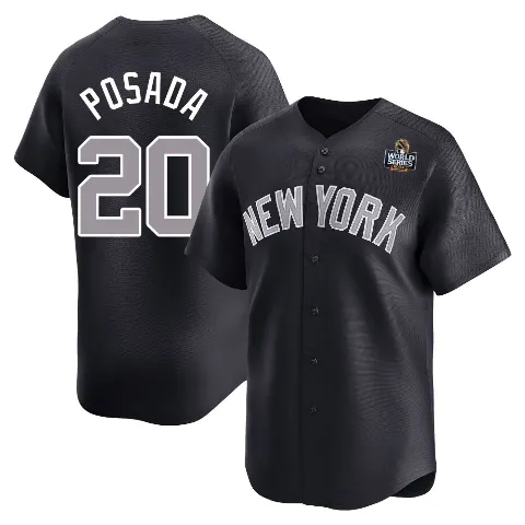 Youth New York Yankees ＃20 Jorge Posada Navy Limited Alternate 2024 World Series Jersey