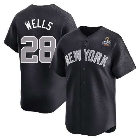 Youth New York Yankees ＃28 Austin Wells Navy Limited Alternate 2024 World Series Jersey