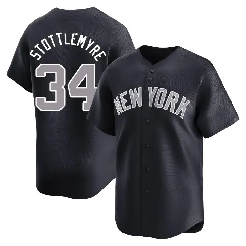 Youth New York Yankees ＃34 Mel Stottlemyre Navy Limited Alternate Jersey