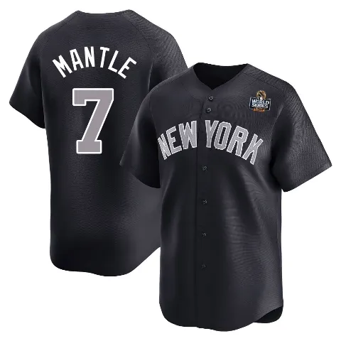 Youth New York Yankees ＃7 Mickey Mantle Navy Limited Alternate 2024 World Series Jersey
