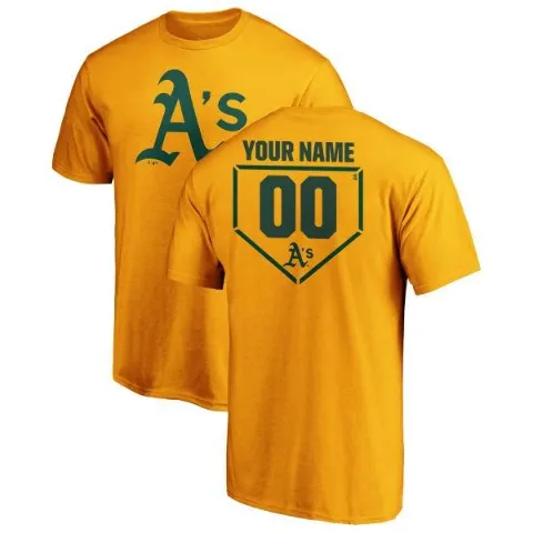 Youth Oakland Athletics ＃00 Custom T-Shirt Gold Custom RBI T-Shirt -