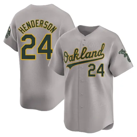Youth Oakland Athletics ＃24 Rickey Henderson Gray Limited Away Jersey