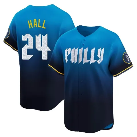 Youth Philadelphia Phillies ＃24 Darick Hall Blue Limited 2024 City Connect Jersey