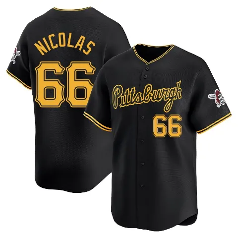 Youth Pittsburgh Pirates ＃66 Kyle Nicolas Black Limited Alternate Jersey