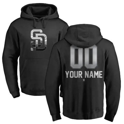 Youth San Diego Padres ＃00 Custom Hoodie Black Custom Midnight Mascot Pullover Hoodie -