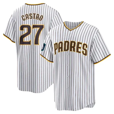 Youth San Diego Padres ＃27 Manuel Castro White Replica 2024 World Tour Seoul Series Home Jersey