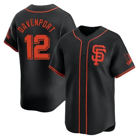 Youth San Francisco Giants ＃12 Jim Davenport Black Limited Alternate Jersey