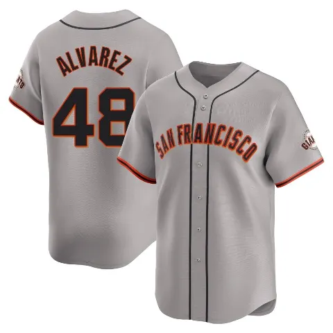Youth San Francisco Giants ＃48 Jose Alvarez Gray Limited Away Jersey
