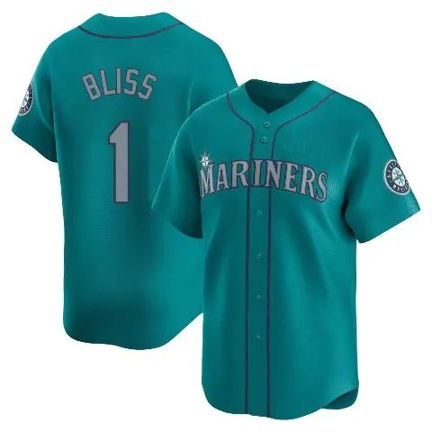 Youth Seattle Mariners ＃1 Ryan Bliss Aqua Limited Alternate Jersey