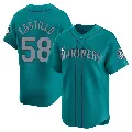 Youth Seattle Mariners ＃58 Luis Castillo Aqua Limited Alternate Jersey
